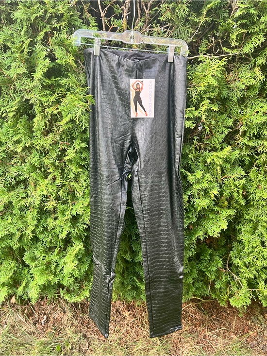 naked wardrobe Pants - Naked Wardrobe Black Faux Croc-Texture Bottoms